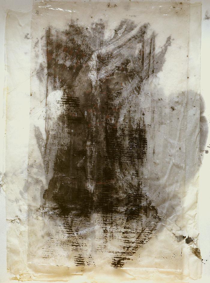 Double empreinte 2 1999, printing ink, Japanese paper, mounted on canvas, 76x56cm. 